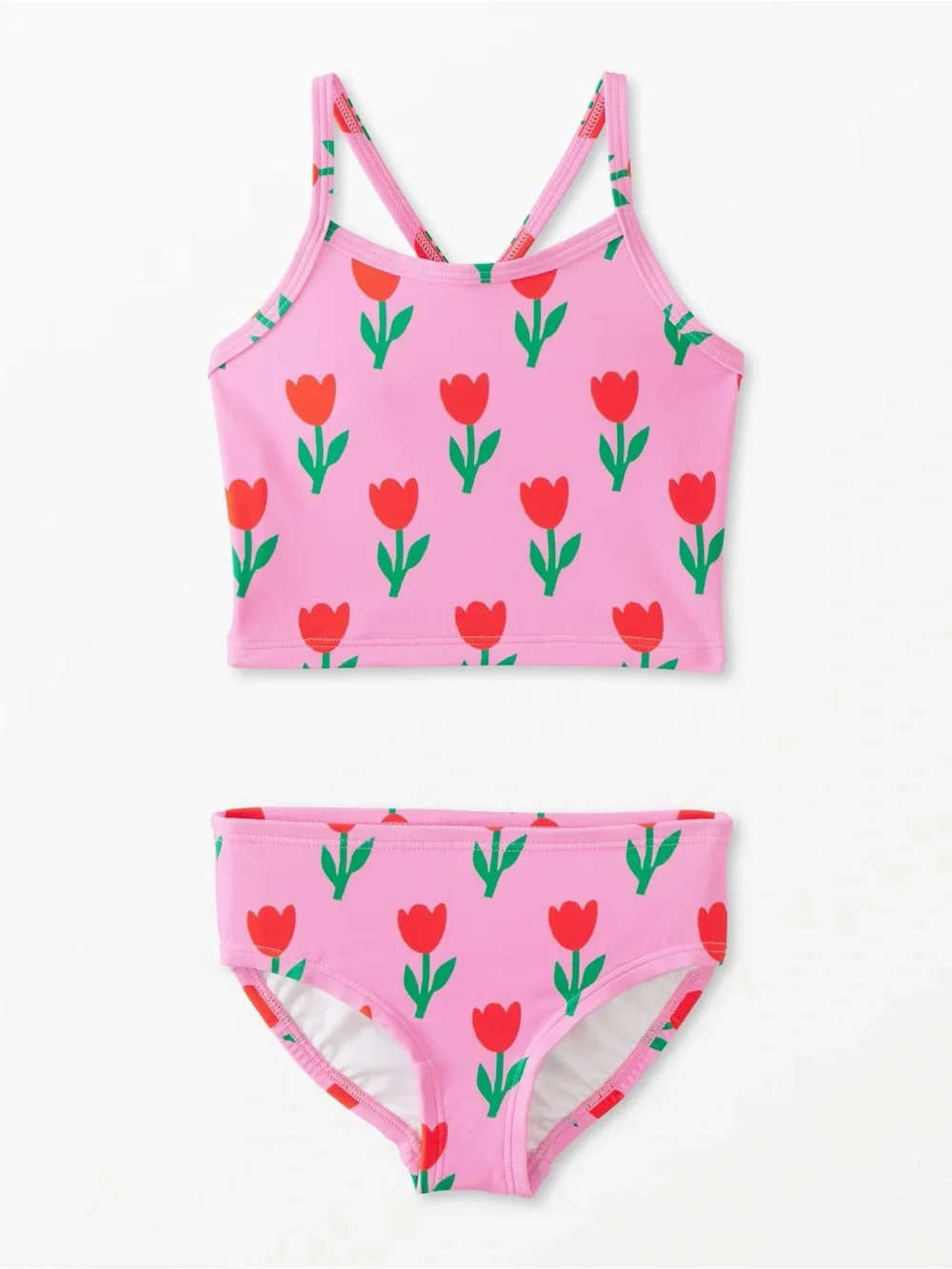 Hanna Andersson Tankini Set in Fondant Pink featuring Tulip Print